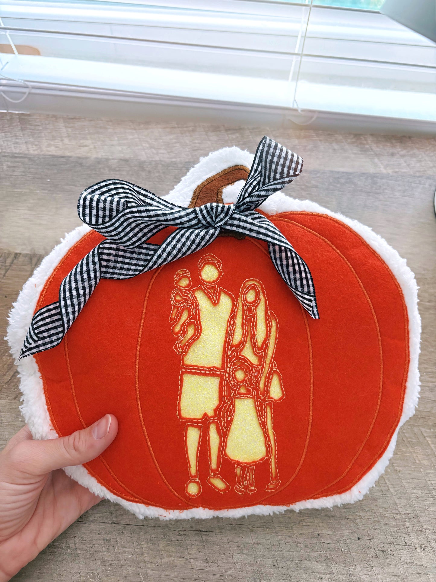 Custom Family Silhouette Pumpkin Pillow