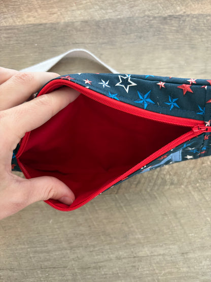 Inside of crossbody bag. 