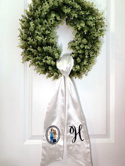Custom Embroidered Wreath Sash Preorder