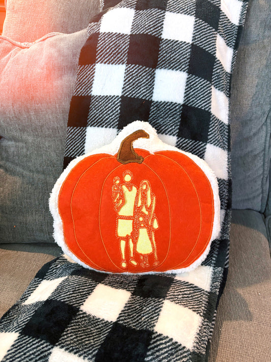 Custom Family Silhouette Pumpkin Pillow