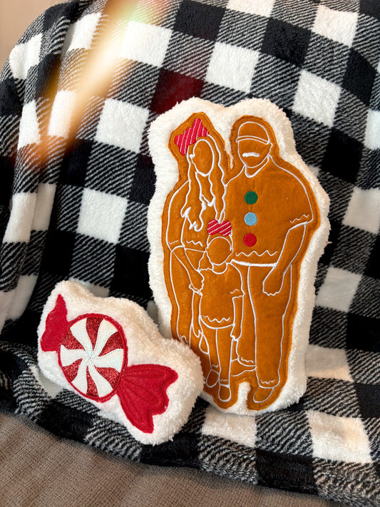 Custom Gingerbread Family Pillow